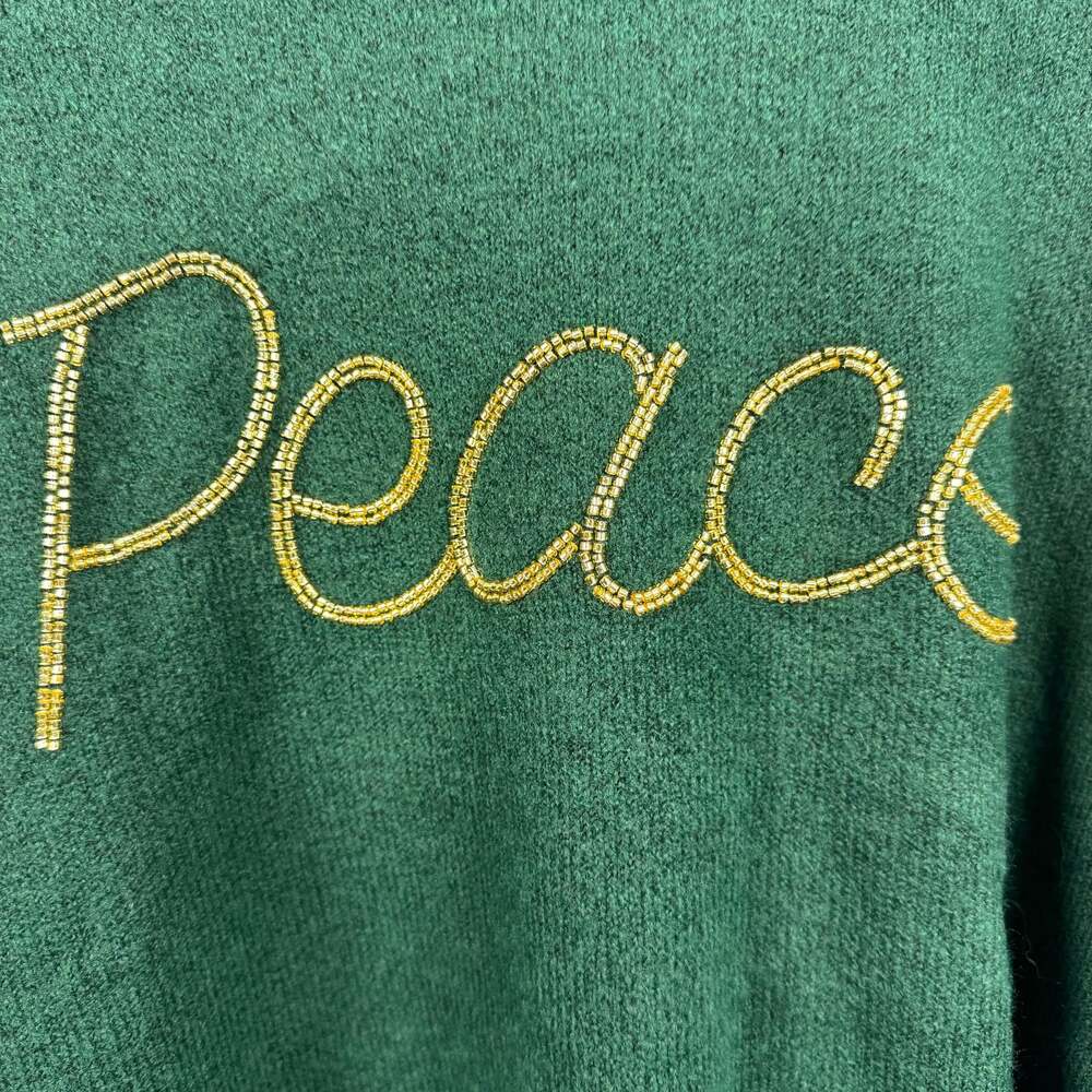 Vince Camuto Women's Green Gold “Peace” Holiday Sweater - Picture 2 of 7